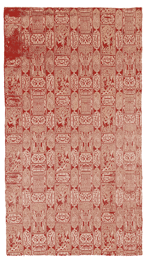 Шёлковая ткань с узором, окрашенная cochineal, XVI век